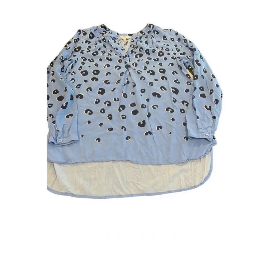 Crown & Ivy Blue Leopard Print Blouse